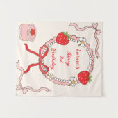 Custom Strawberry First Birthday für Mädchen Wandteppich (Vorderseite (Horizontal))