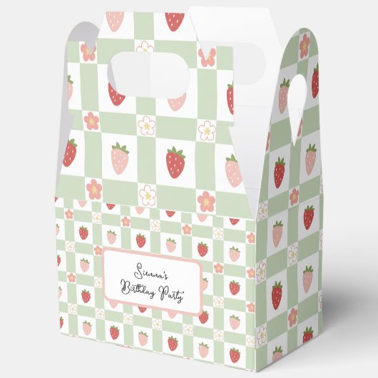 Custom Strawberry Gingham Birthday Geschenkschachtel (Offen)