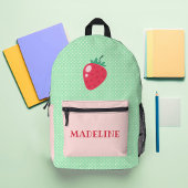 Custom Strawberry Green Polka Dot Girls Bedruckter Rucksack
