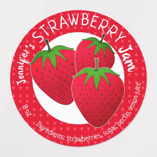 Custom Strawberry Jam Jar Etiketten (Design 2)
