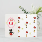 Custom Strawberry Mit Monogramm Baby Einladung (Stehend Vorderseite)