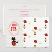 Custom Strawberry Mit Monogramm Baby Einladung (Vorne/Hinten)