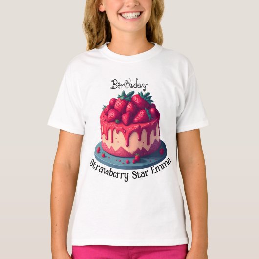 Custom Strawberry Star Geburtstag T-Shirt (Vorderseite)