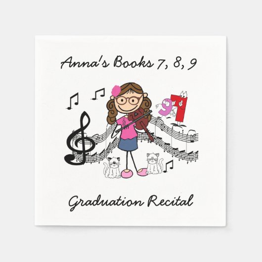 Custom Strichmännchen Violin Player Paper Napkins Serviette (Vorderseite)