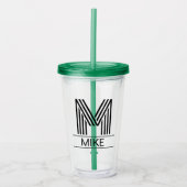 Custom Striped Monogram Initial & Name Acryltrinkbecher (Vorderseite)