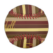 CUSTOM STRIPED MONOGRAM PATTERN BROWN GOLD RED BASEBALL (Vorderseite)