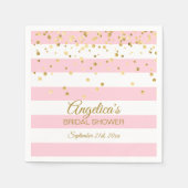 Custom Stripes Blush Pink Rose Gold Brautparty Serviette (Vorderseite)