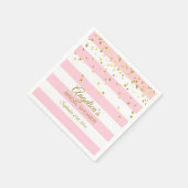 Custom Stripes Blush Pink Rose Gold Brautparty Serviette (Ecke)