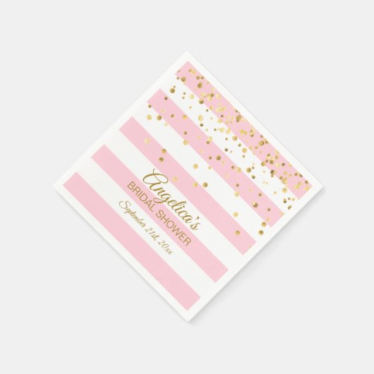 Custom Stripes Blush Pink Rose Gold Brautparty Serviette (Ecke)