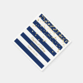 Custom Stripes Navy Blue Gold Hochzeit Jahrestag Serviette (Ecke)