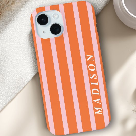 Custom Stripes Orange Pink Case-Mate iPhone Hülle