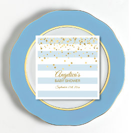 Custom Stripes Pastel Blue Gold BOY BABY Dusche Serviette
