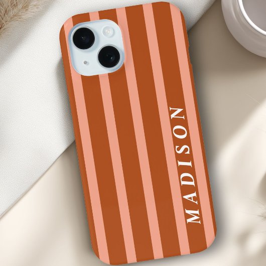Custom Stripes Peach Brown Case-Mate iPhone Hülle