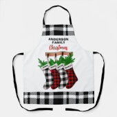 Custom Strumpfs Fireplace Kariert Family Weihnacht Schürze (Vorderseite)