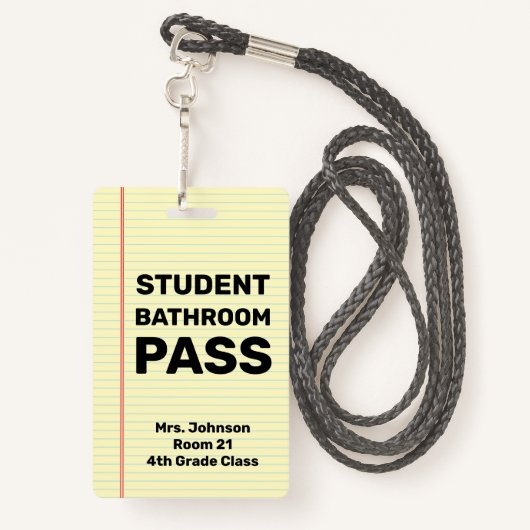 Custom Student Bad Pass Ausweis (Rückseite mit Schlüsselband)