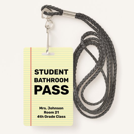 Custom Student Bad Pass Ausweis (Vorderseite mit Schlüsselband)