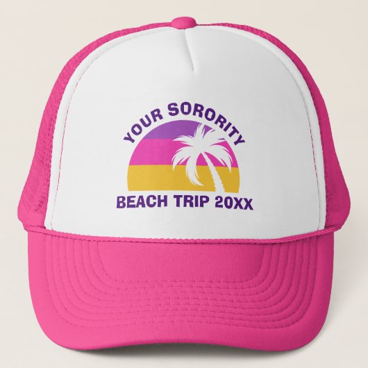 Custom Studentinnenverbindung Beach Trip Wiederseh Truckerkappe (Vorderseite)