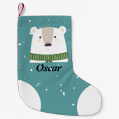 Custom Stylischer, moderner Polar Bär in Schneebla Kleiner Weihnachtsstrumpf (Vorderseite)