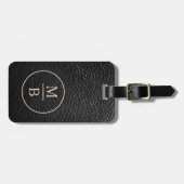 Custom Stylish Beige Brown Black Leather Look Gepäckanhänger (Vorderseite horizontal)