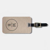 Custom Stylish Beige Tan Brown Black Leather Look Gepäckanhänger (Vorderseite horizontal)