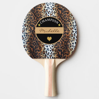 Custom Stylish Brown Schwarz-weiß Leopard Champion Tischtennis Schläger
