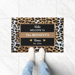 Custom Stylish Brown Schwarz-weiß Leopard Print Fußmatte