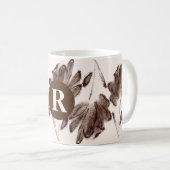 Custom Stylish Brown Watercolor Floral Mit Monogra Kaffeetasse (VorderseiteRechts)