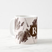 Custom Stylish Brown Watercolor Floral Mit Monogra Kaffeetasse (Vorderseite Links)