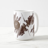 Custom Stylish Brown Watercolor Floral Mit Monogra Kaffeetasse (VorderseiteRechts)