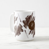 Custom Stylish Brown Watercolor Floral Mit Monogra Kaffeetasse (Vorderseite Links)