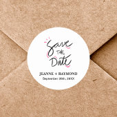 Custom Stylish Calligraphy Save the Date Wedding Runder Aufkleber