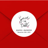 Custom Stylish Calligraphy Save the Date Wedding Runder Aufkleber