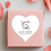 Custom Stylish Calligraphy Wedding Save the Date Herz-Aufkleber