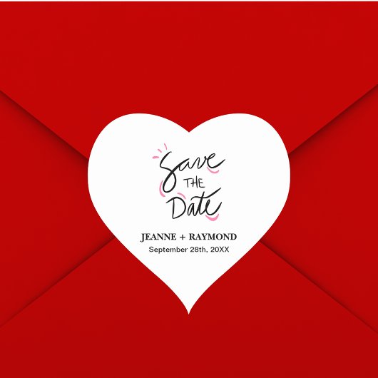 Custom Stylish Calligraphy Wedding Save the Date Herz-Aufkleber