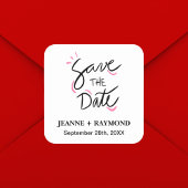 Custom Stylish Calligraphy Wedding Save the Date Quadratischer Aufkleber