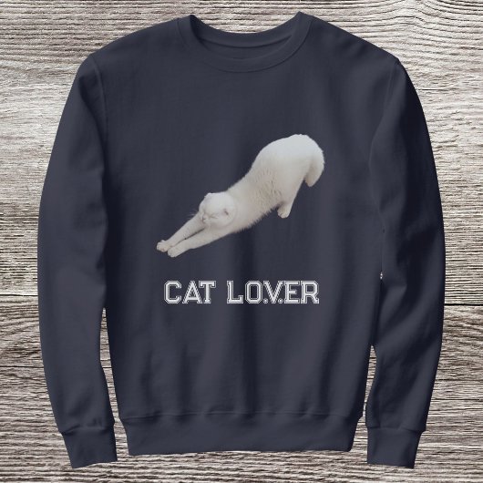Custom Stylish Cute Funny Cat Pet Lover Navy Blue Sweatshirt
