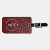 Custom Stylish Dark Maroon Red Leather Look Gepäckanhänger (Vorderseite horizontal)