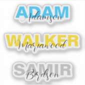 Custom Stylish Full Name Stickers for Boys (Vinyl) Aufkleber (Vorderseite)