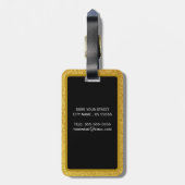 Custom Stylish Gold Glitzer Brush Monogram Gepäckanhänger (Rückseite vertikal)