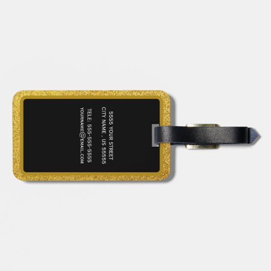 Custom Stylish Gold Glitzer Brush Monogram Gepäckanhänger (Rückseite horizontal)