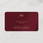 Custom Stylish Gold Text Monogram Luxurious Silk Visitenkarte (Rückseite)