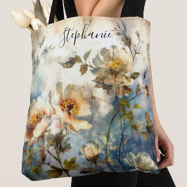Custom Stylish Indigo Bloom Wind-Swept Design Tasche