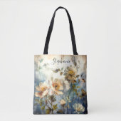 Custom Stylish Indigo Bloom Wind-Swept Design Tasche (Vorderseite)