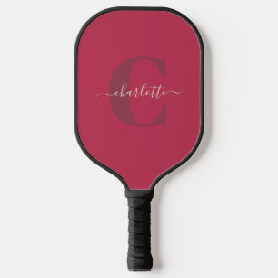 Custom Stylish Mit Monogramm Name Magenta Red Pickleball Schläger