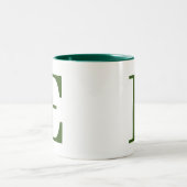 Custom Stylish Modern Green Monogram Initials Zweifarbige Tasse (Mittel)