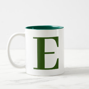 Custom Stylish Modern Green Monogram Initials Zweifarbige Tasse