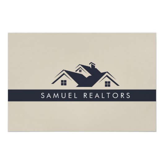 Custom Stylish Modern Real Estate Home Logo Poster (Vorderseite)