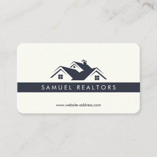 Custom Stylish Modern Real Estate Home Logo White Visitenkarte (Vorderseite)