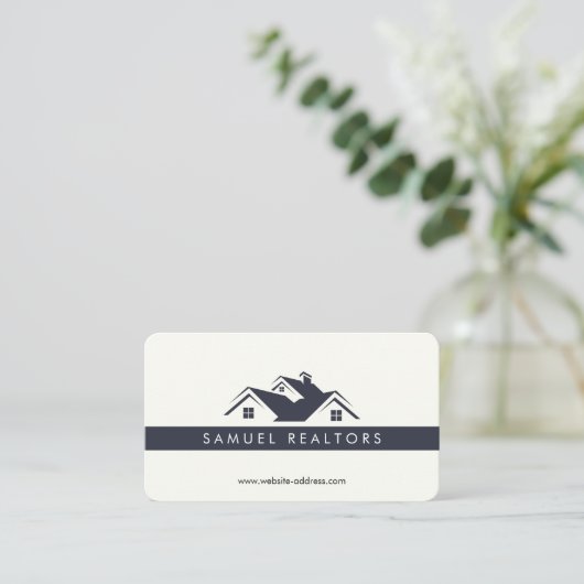 Custom Stylish Modern Real Estate Home Logo White Visitenkarte (Stehend Vorderseite)