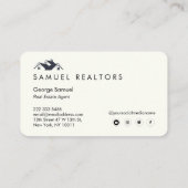 Custom Stylish Modern Real Estate Home Logo White Visitenkarte (Rückseite)
